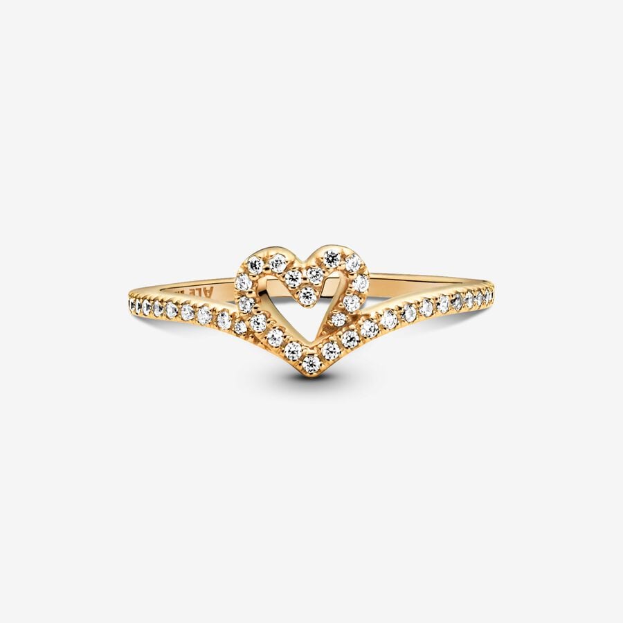 Pandora Timeless Wish Sparkling Heart Ring Gold