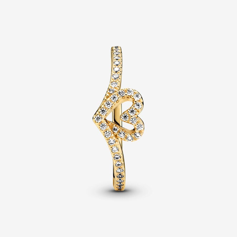 Pandora Timeless Wish Sparkling Heart Ring Gold