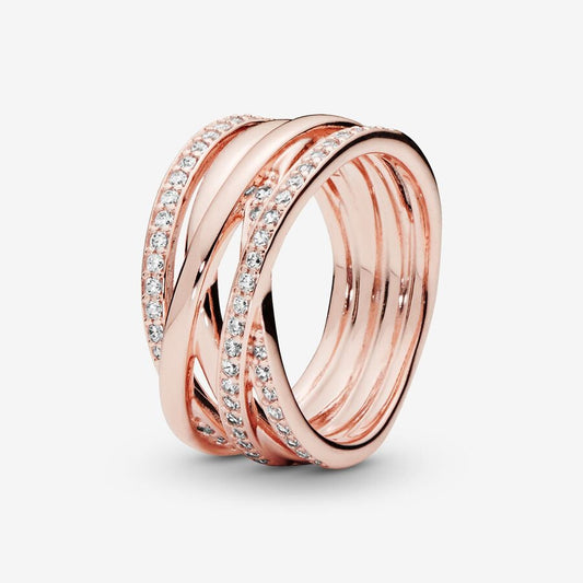 Pandora Sparkling & Polished Lines Ring Rose Gold