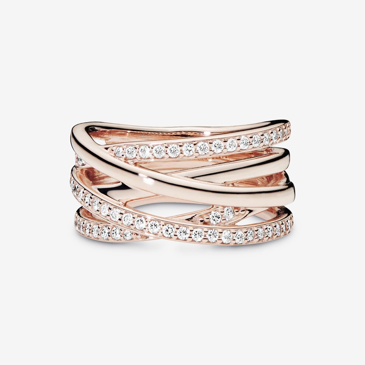 Pandora Sparkling & Polished Lines Ring Rose Gold