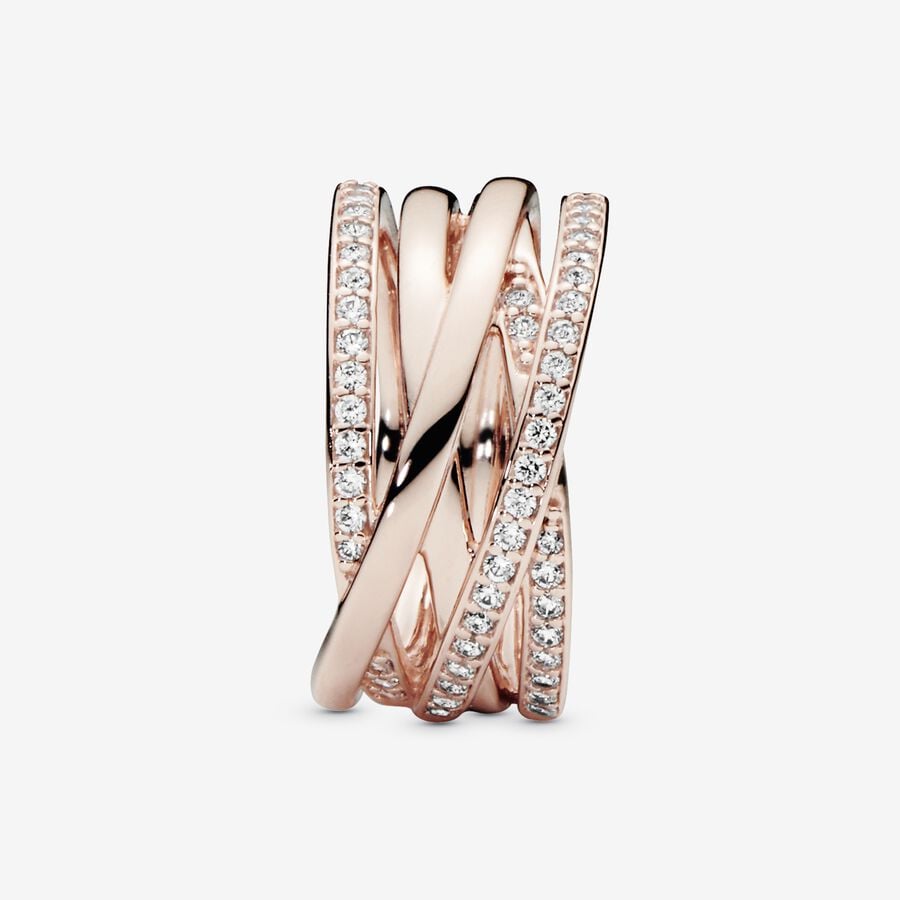 Pandora Sparkling & Polished Lines Ring Rose Gold