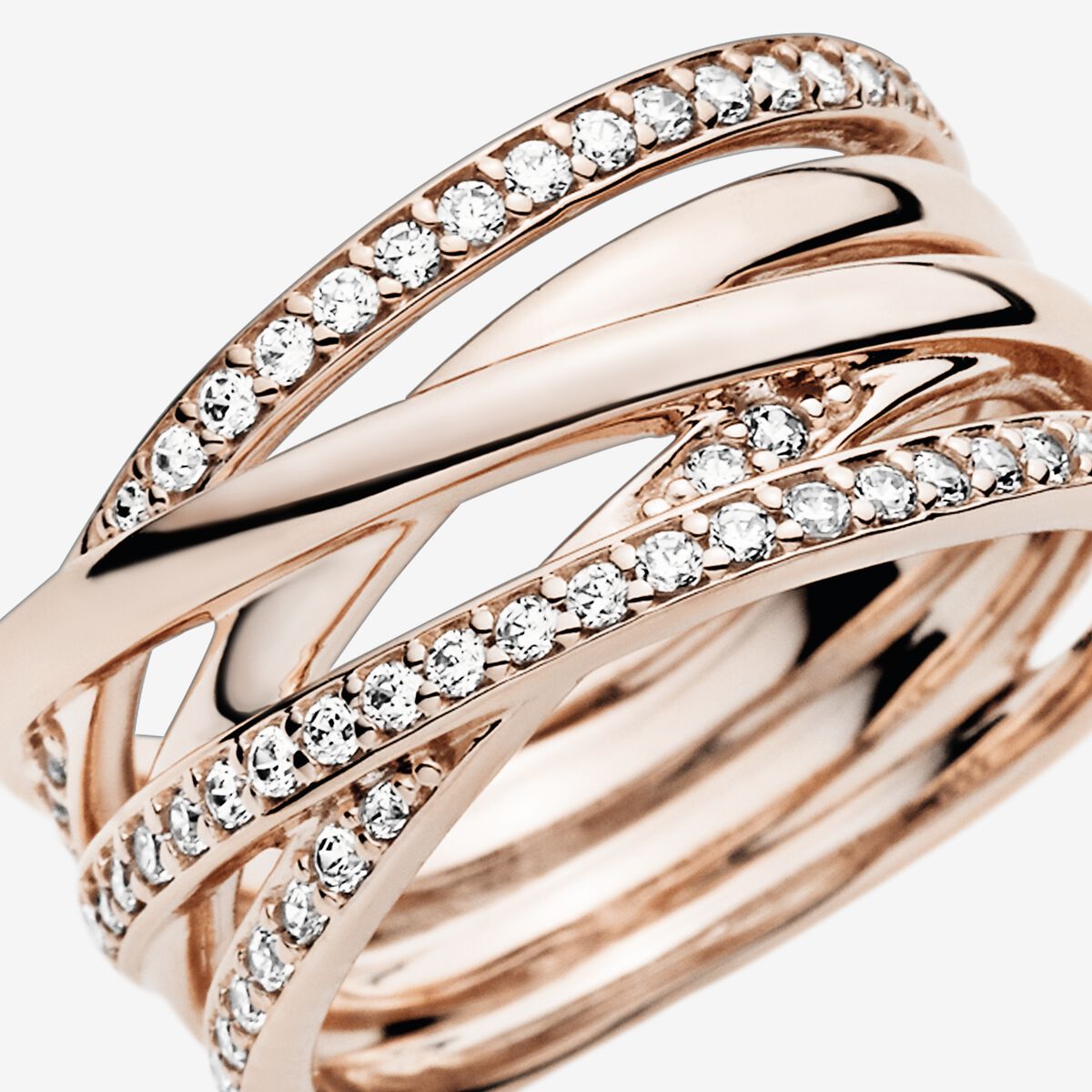 Pandora Sparkling & Polished Lines Ring Rose Gold