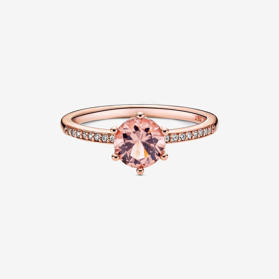 Pandora Pink Sparkling Crown Solitaire Ring Rose Gold