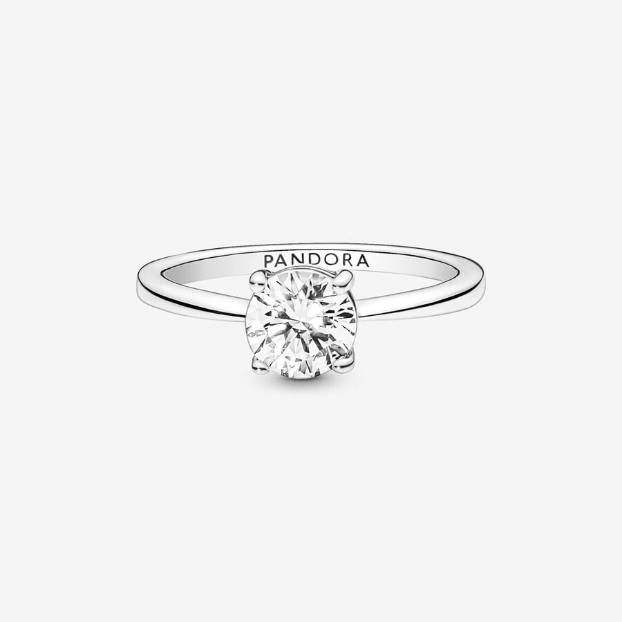 Pandora Sparkling Solitaire Ring Sterling Silver With Gift Box