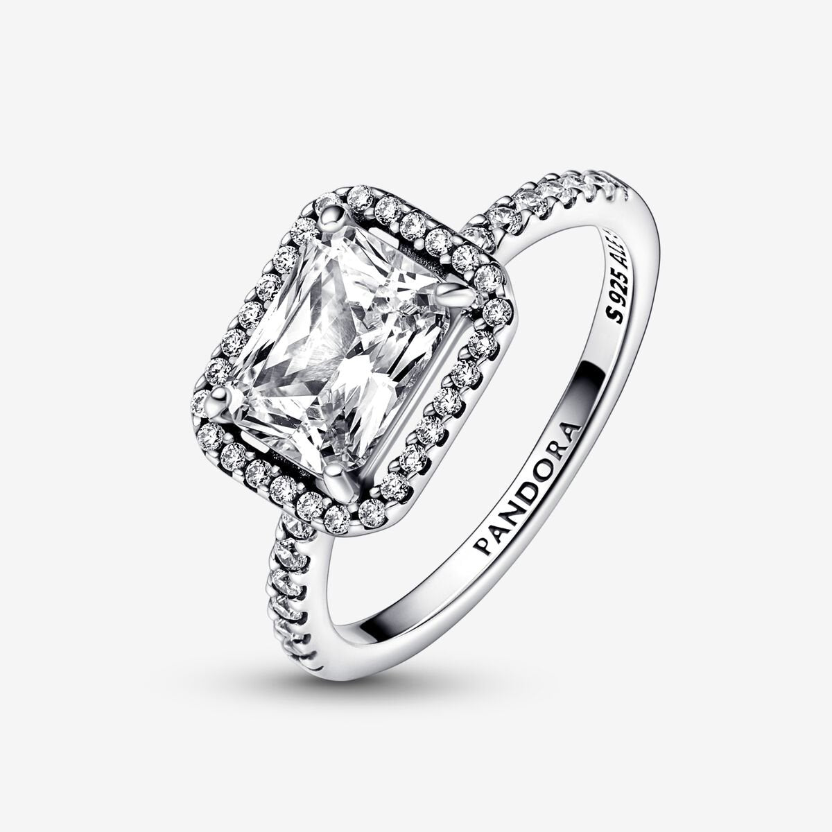 Pandora Rectangular Sparkling Halo Ring