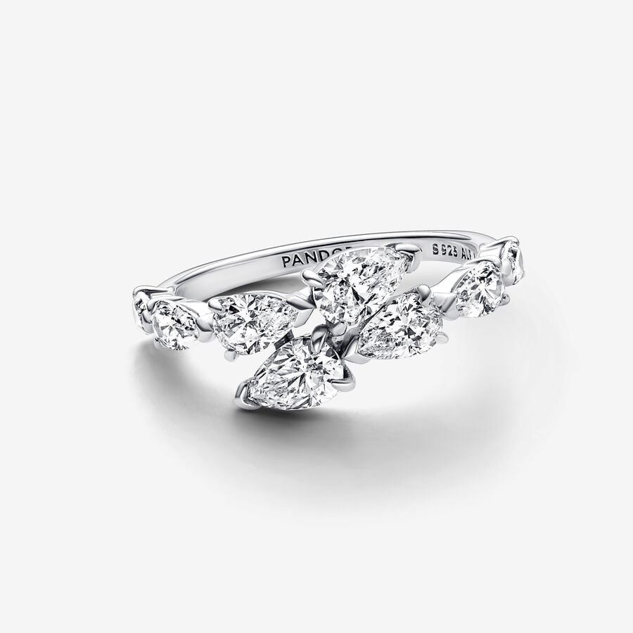 Pandora Sparkling Overlapping Band Ring