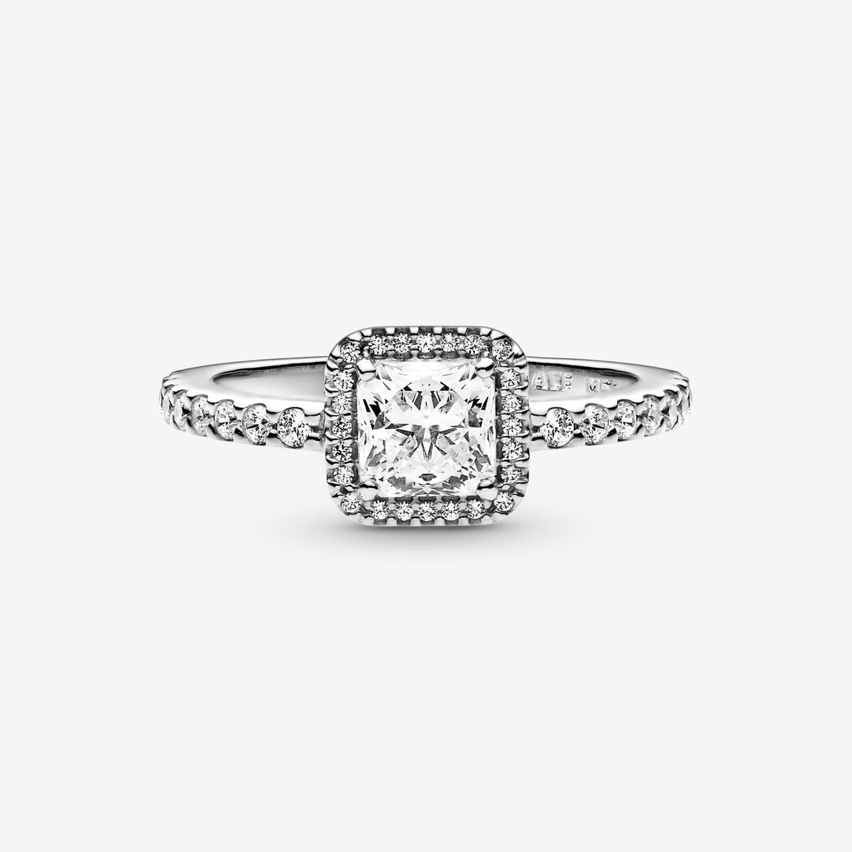 Pandora Square Sparkle Halo Ring Clear Sterling silver