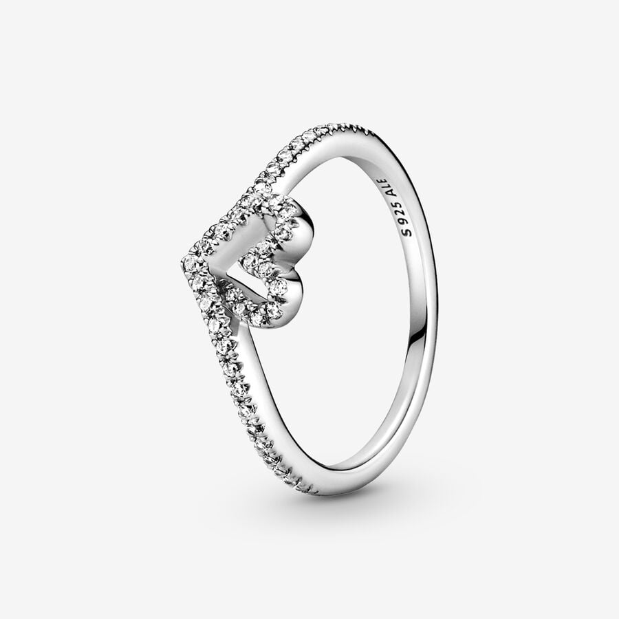 Pandora Sparkling Wishbone Heart Ring Sterling Silver