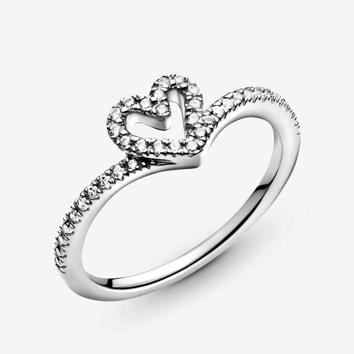 Pandora Sparkling Wishbone Heart Ring Sterling Silver