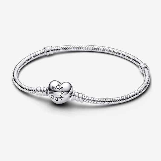 Pandora Moments Heart & Snake Chain Bracelet With Gift Box