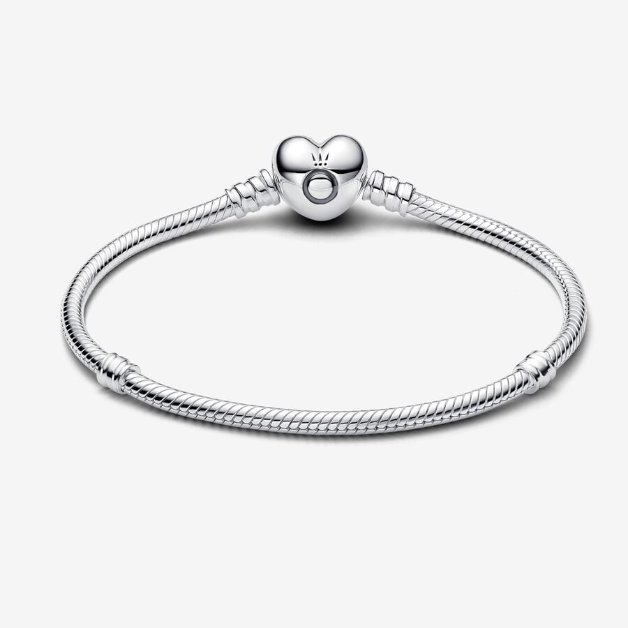 Pandora Moments Heart & Snake Chain Bracelet With Gift Box