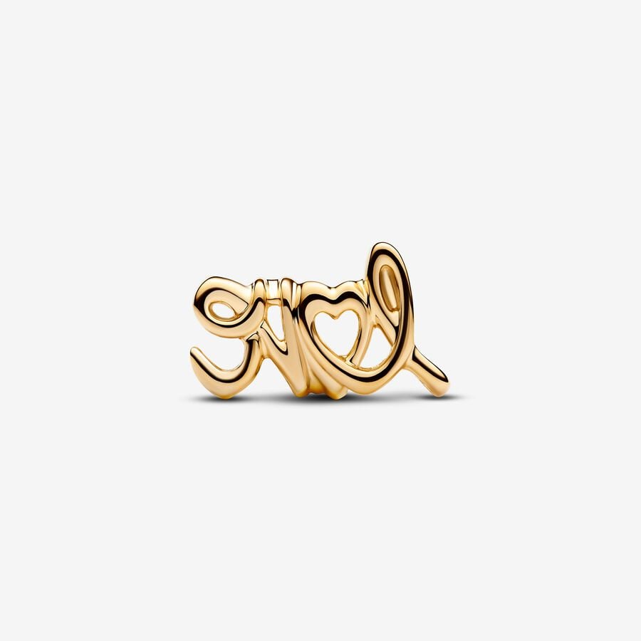 Pandora Handwritten Love Charm Gold With Giftbox