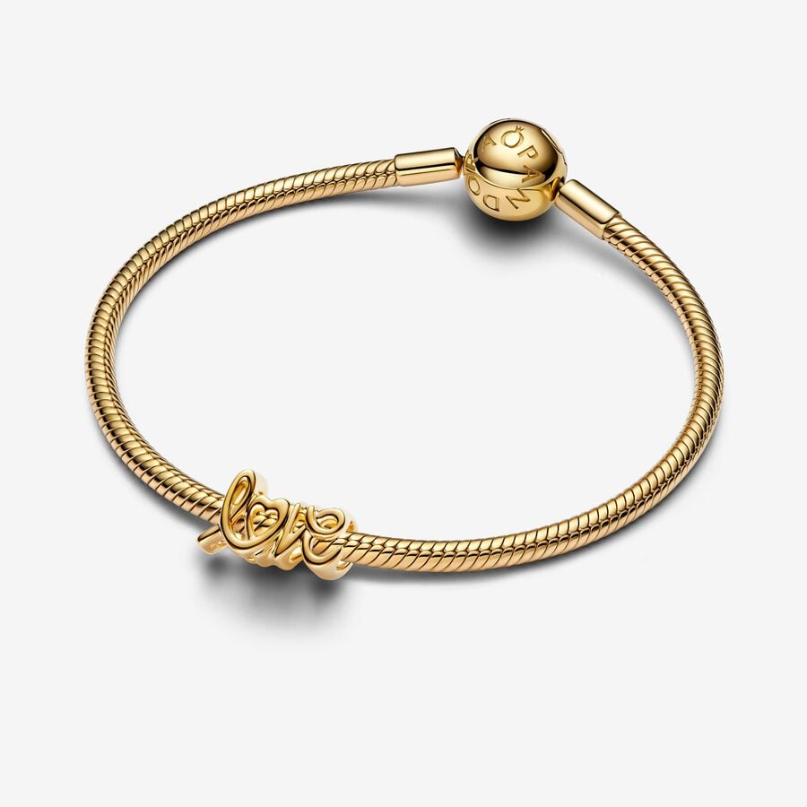 Pandora Handwritten Love Charm Gold With Giftbox