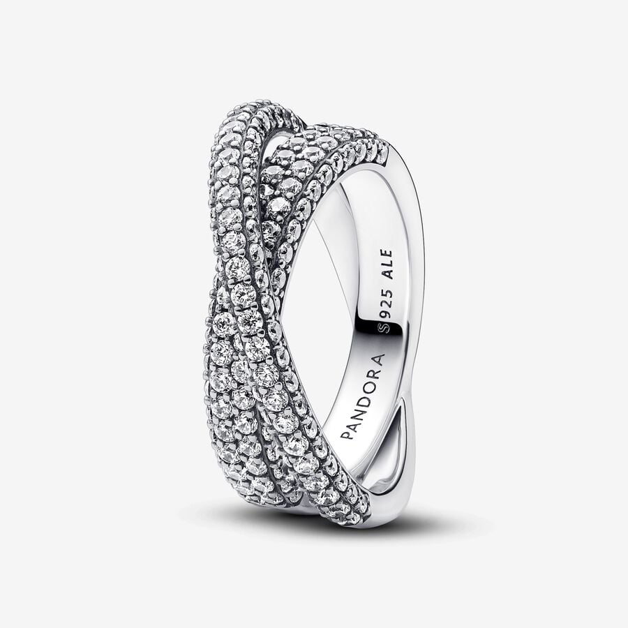 Pandora Timeless Pavé Crossover Dual Band Ring Sterling Silver