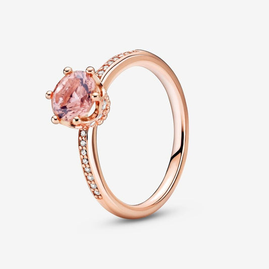 Pandora Pink Sparkling Crown Solitaire Ring Rose Gold