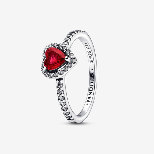 Pandora Timeless Sterling Silver Elevated Red Heart Ring