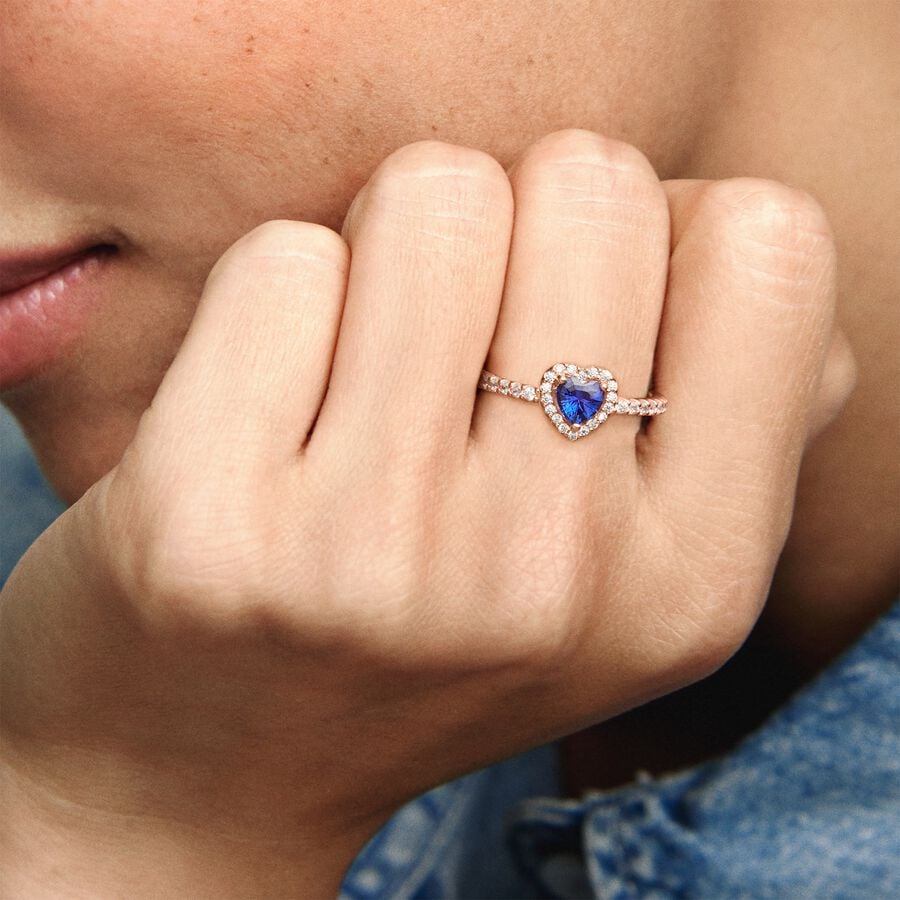 Sparkling Blue Elevated Heart Ring