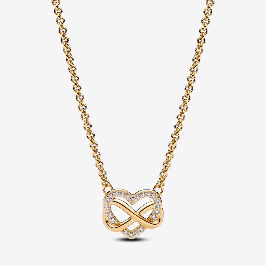 Pandora Gold Sparkling Infinity Heart Collier Necklace