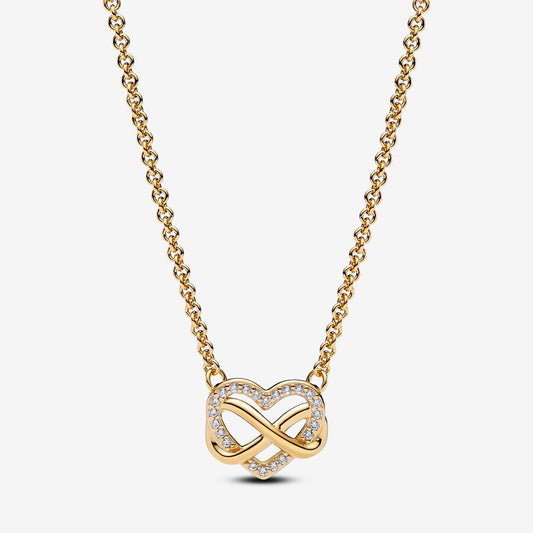 Pandora Gold Sparkling Infinity Heart Collier Necklace