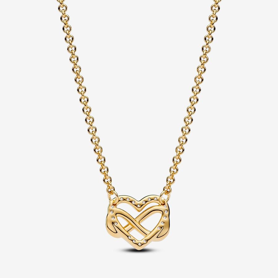 Pandora Gold Sparkling Infinity Heart Collier Necklace