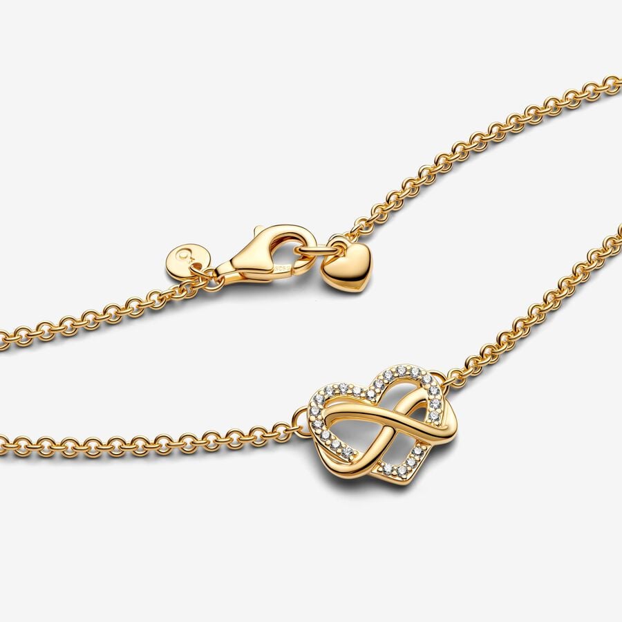 Pandora Gold Sparkling Infinity Heart Collier Necklace