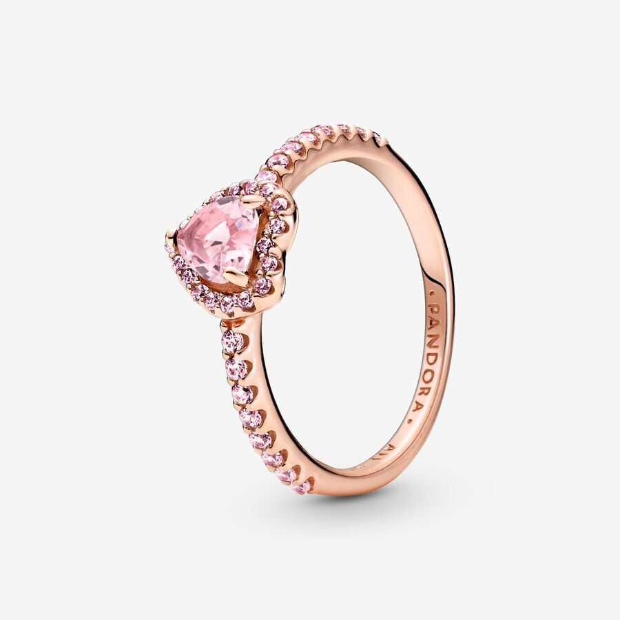 Pandora Sparkling Pink Elevated Heart Ring