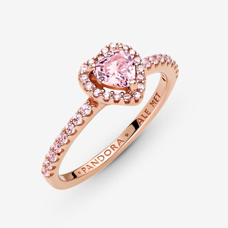 Pandora Sparkling Pink Elevated Heart Ring