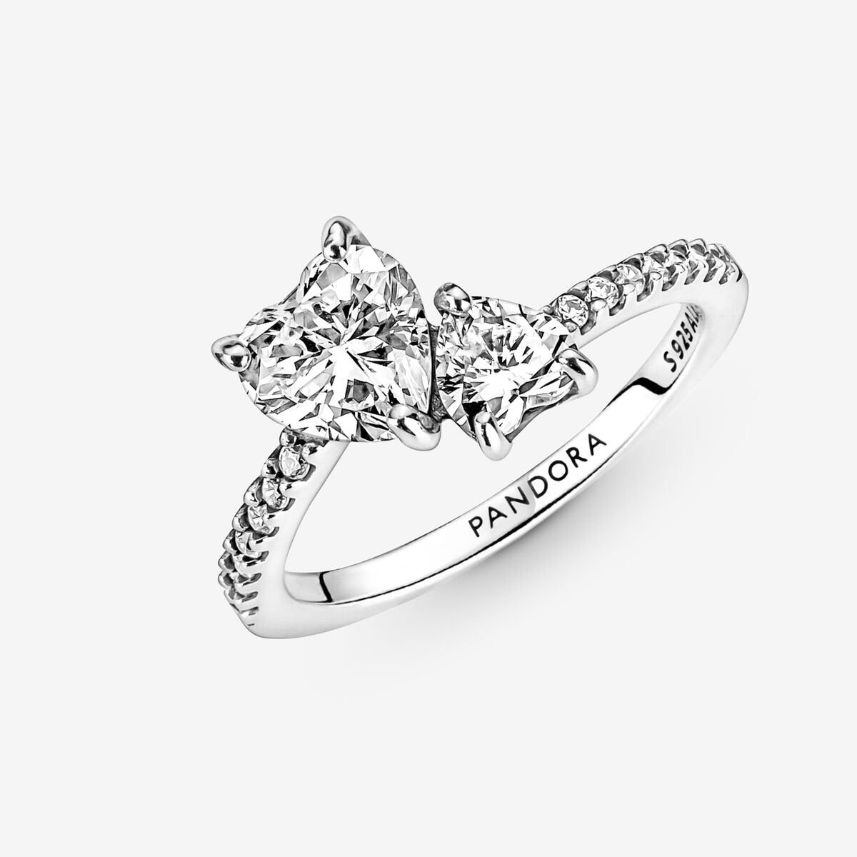 Pandora Double Heart Sparkling Ring Sterling Silver