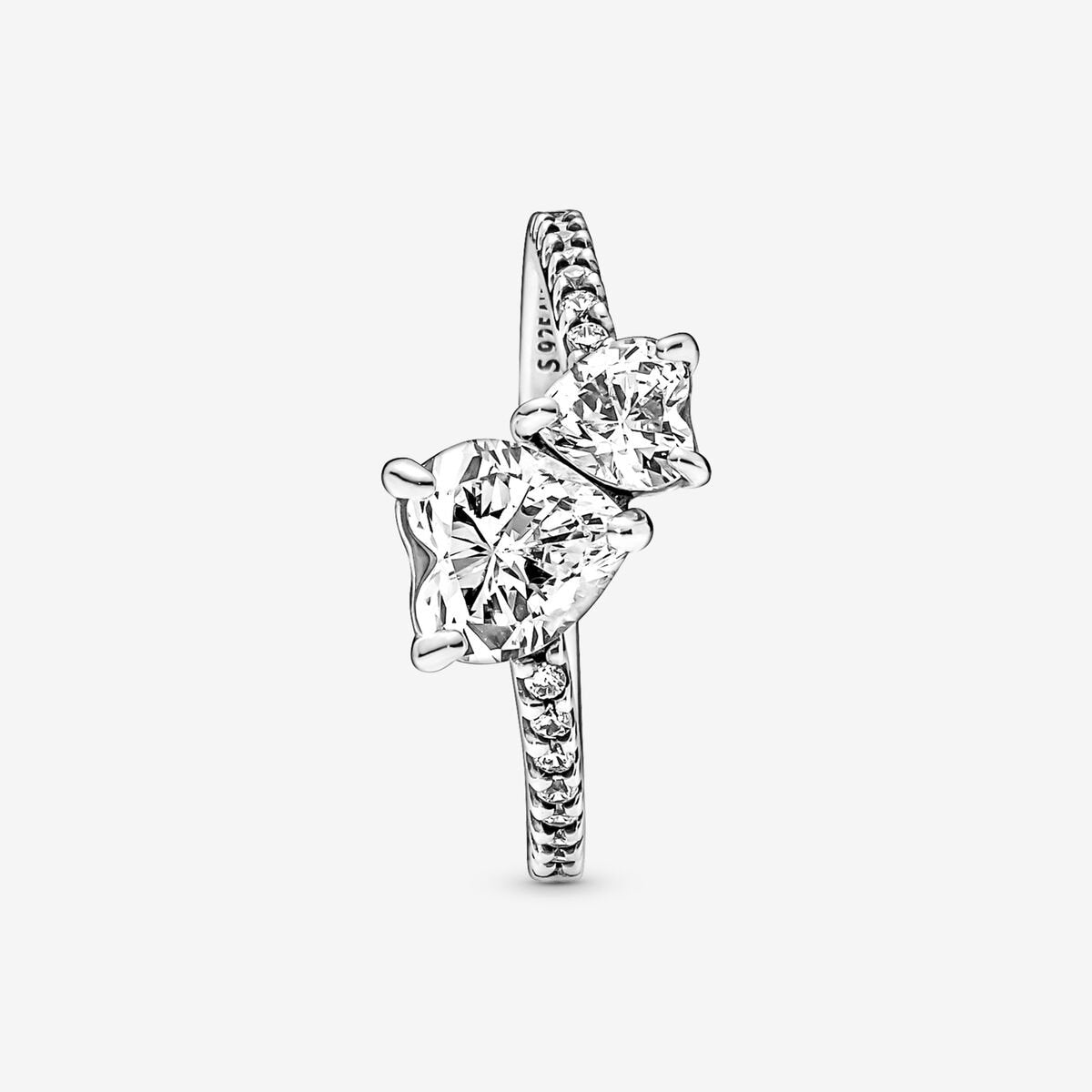 Pandora Double Heart Sparkling Ring Sterling Silver