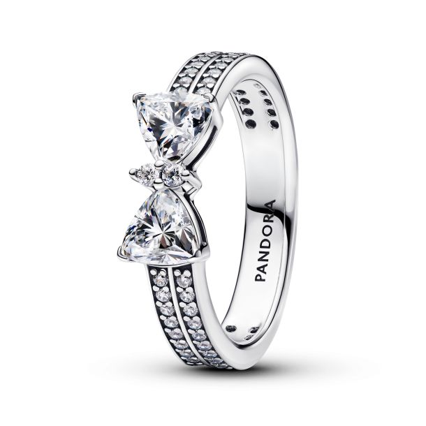 Pandora Sparkling Bow Double-Row Ring Sterling Silver