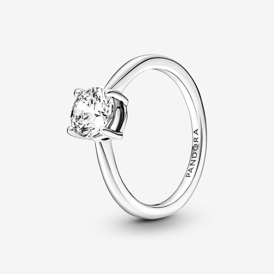 Pandora Sparkling Solitaire Ring Sterling Silver With Gift Box