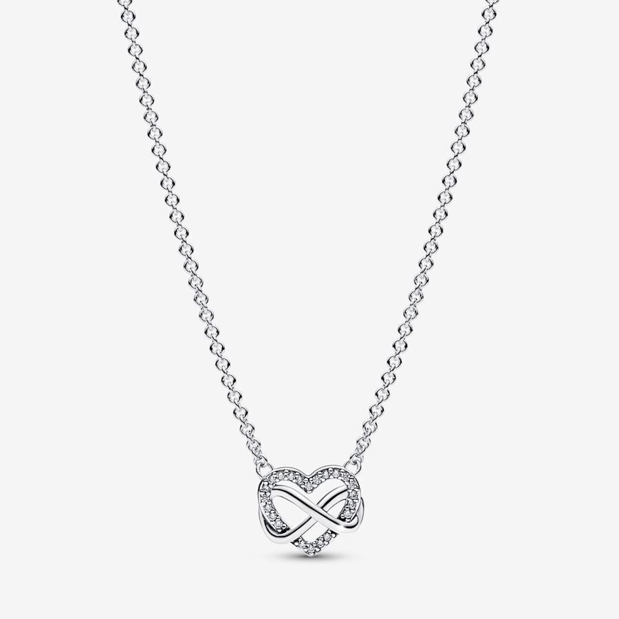 Pandora Silver Sparkling Infinity Heart Collier Necklace 19.7 in