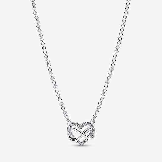 Pandora Silver Sparkling Infinity Heart Collier Necklace 19.7 in