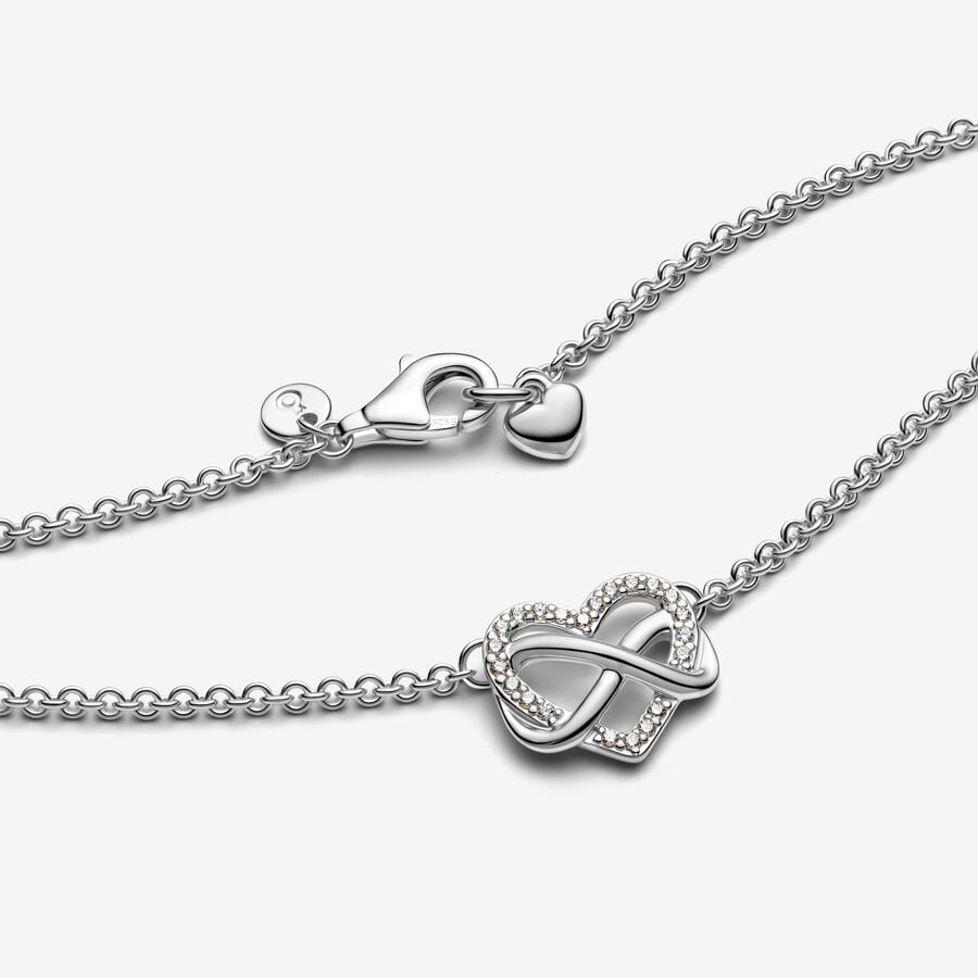 Pandora Silver Sparkling Infinity Heart Collier Necklace 19.7 in