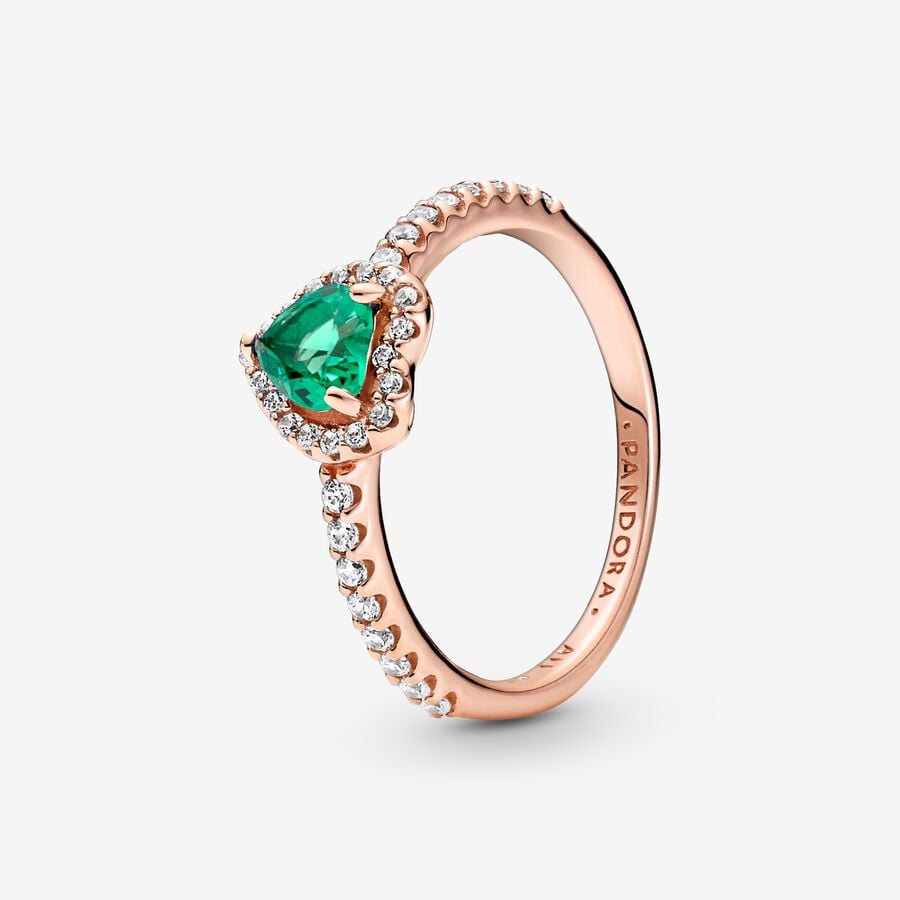 Sparkling Green Elevated Heart Ring