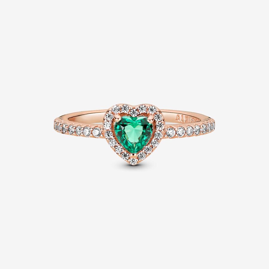 Sparkling Green Elevated Heart Ring